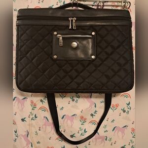 NWOT Knomo Black Quilted Velour Lined Laptop School Work Business Travel Bag
